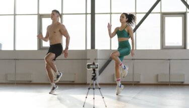 fitness creators recording a workout video