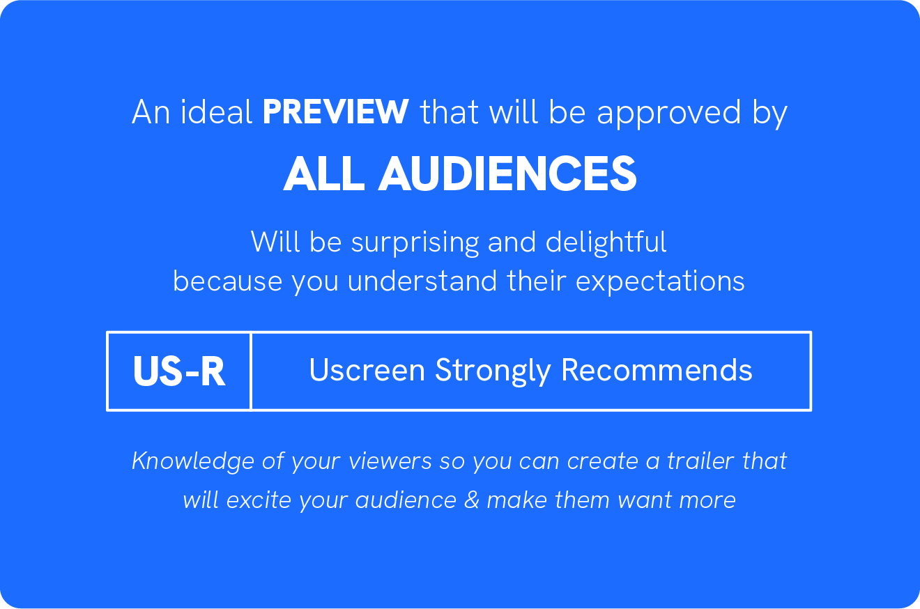 A preview screen before a trailer that shows recommendations on how to make a trailer by surprising your audience