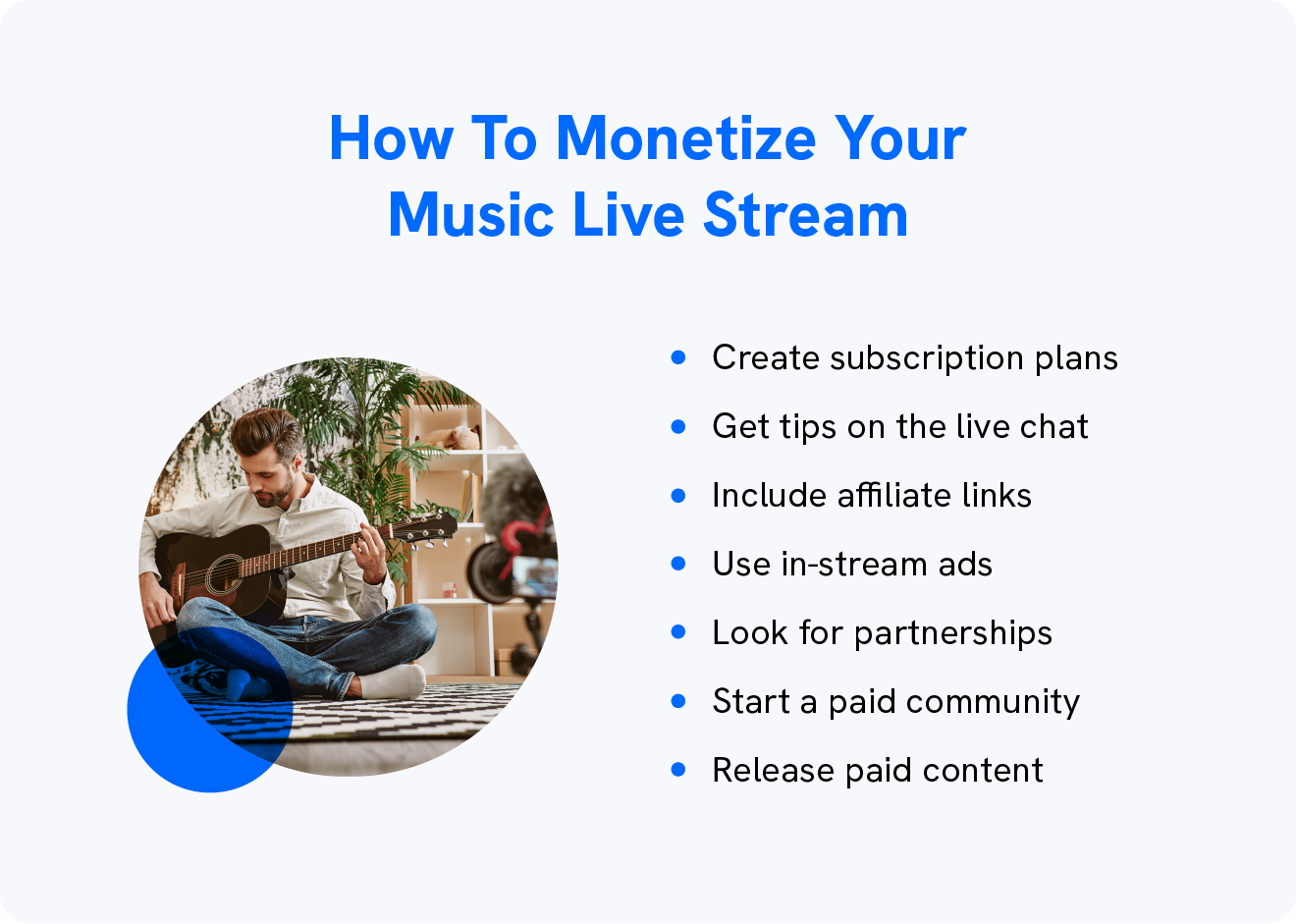 A graphic shows how to monetize your music live stream.