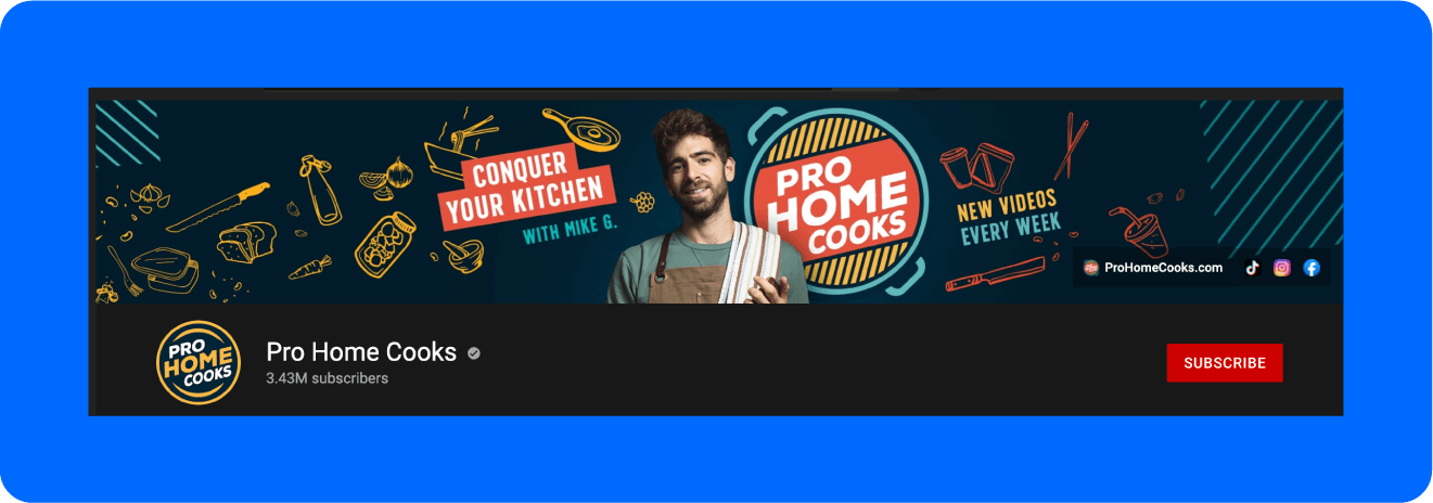 A screenshot of Pro Home Cooks YouTube banner.