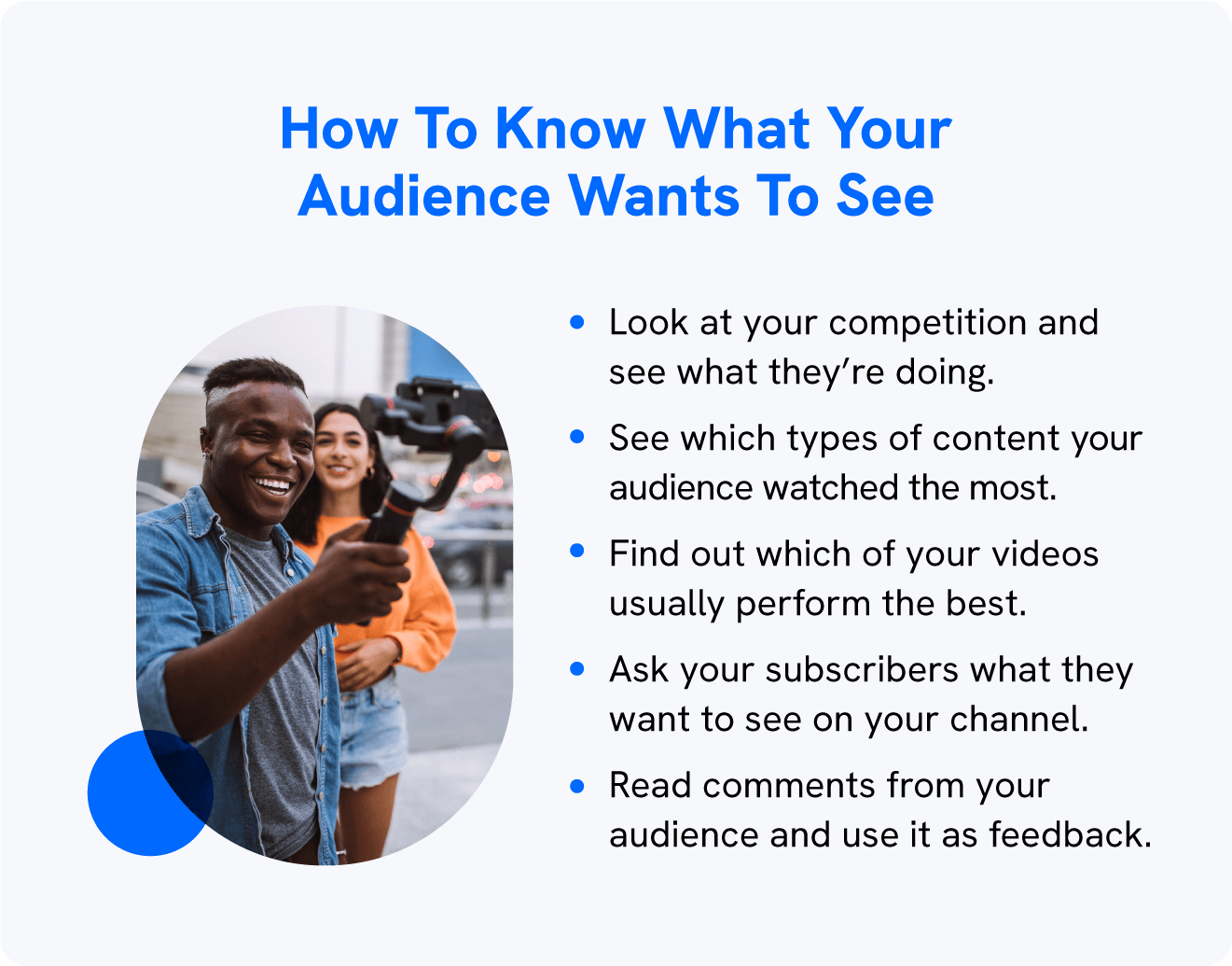 A graphic explains how to promote YouTube videos by knowing what your audience wants.