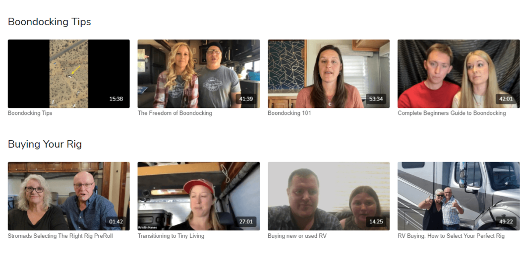 An image of RV dreaming's content library.