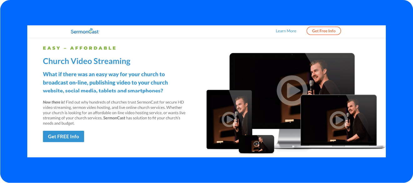 A screenshot of SermonCast's platform