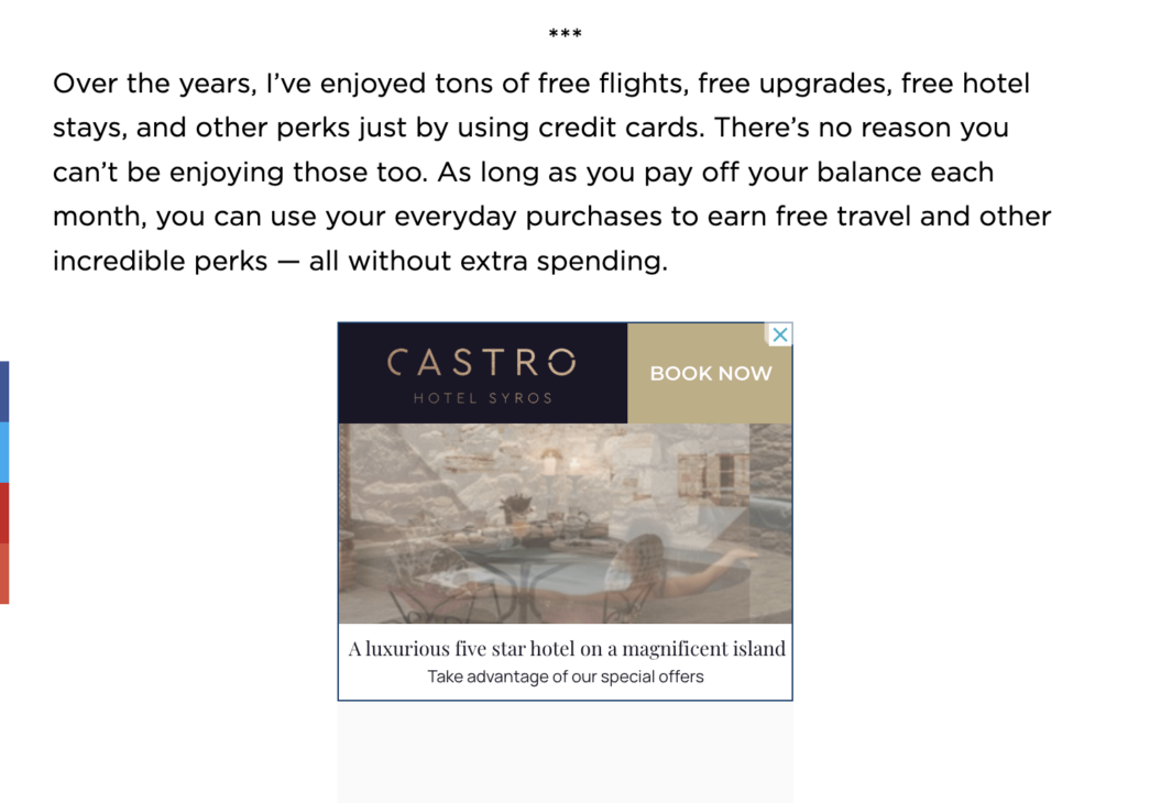 Image showing a Google Ad example on a travel blog.