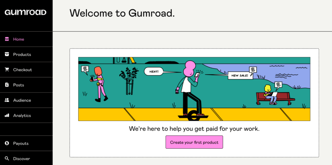 A screenshot of Gumroad's platform.