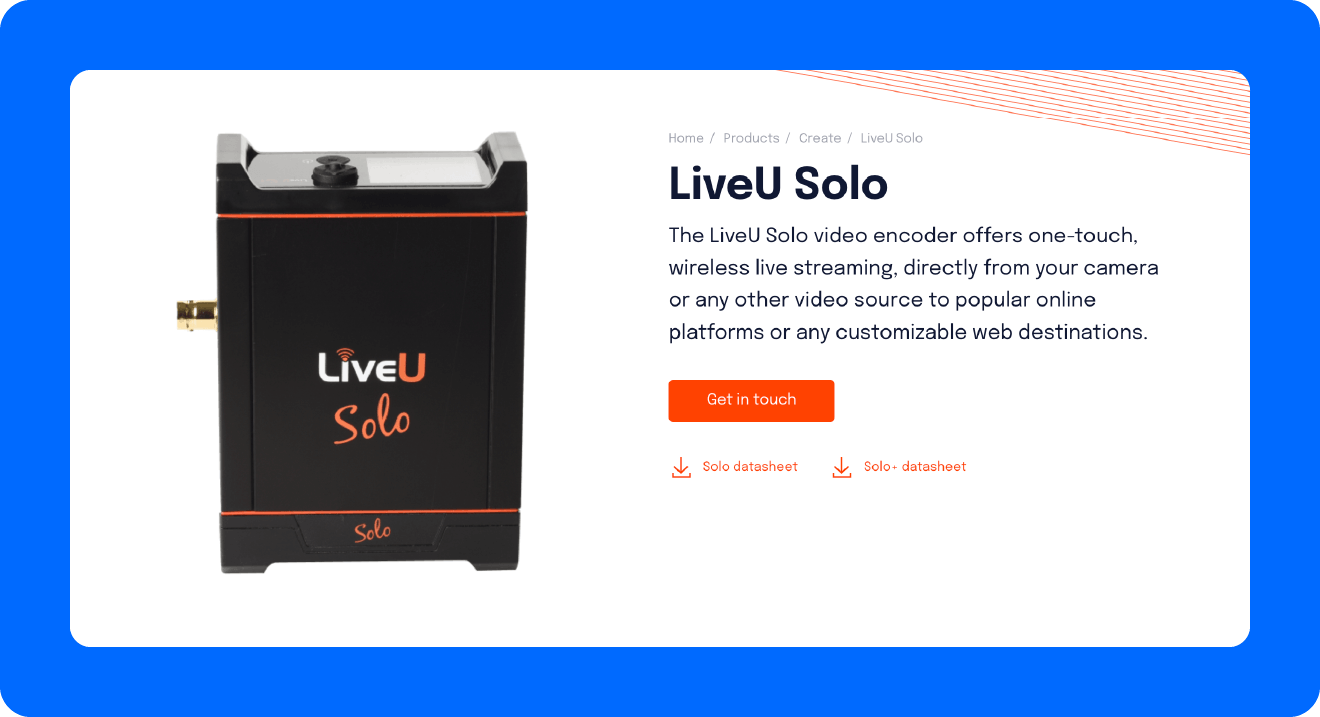 A screenshot of LiveU Solo's encoder.