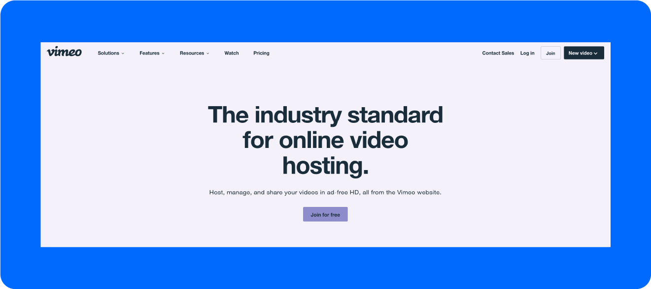 A screenshot of Vimeo's platform.