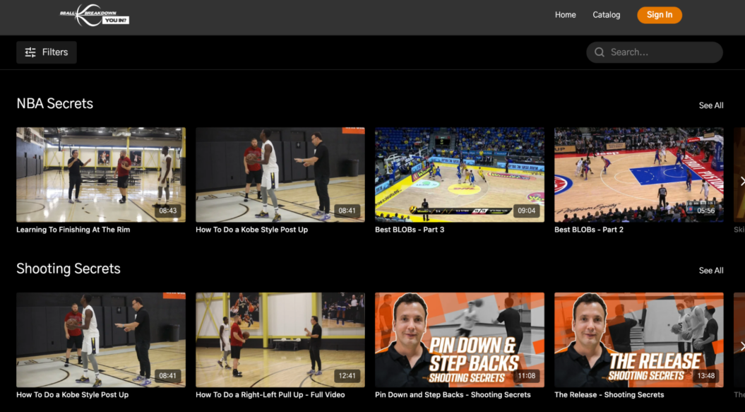 A screenshot of Bballbreakdown's homepage