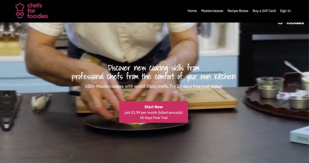 A screenshot of Chefs for Foodie's platform.