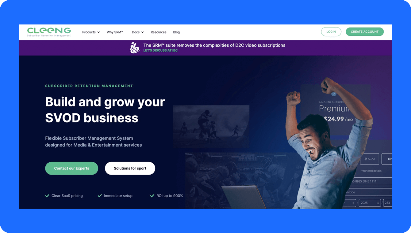 A screenshot of Cleeng's platform