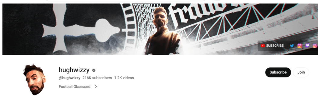A screenshot of Hughwizzy's YouTube channel membership account.