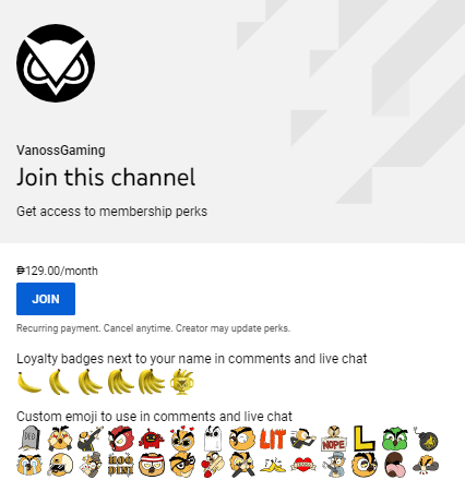 VanosGaming YouTube チャンネルを示す画像。