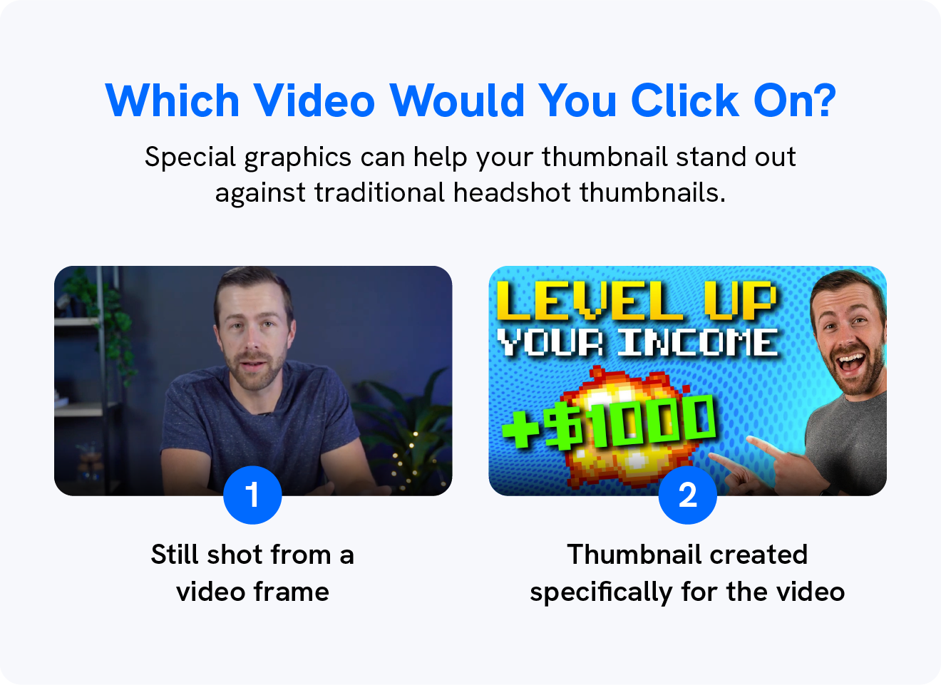 A graphic shows the difference between two video thumbnails.