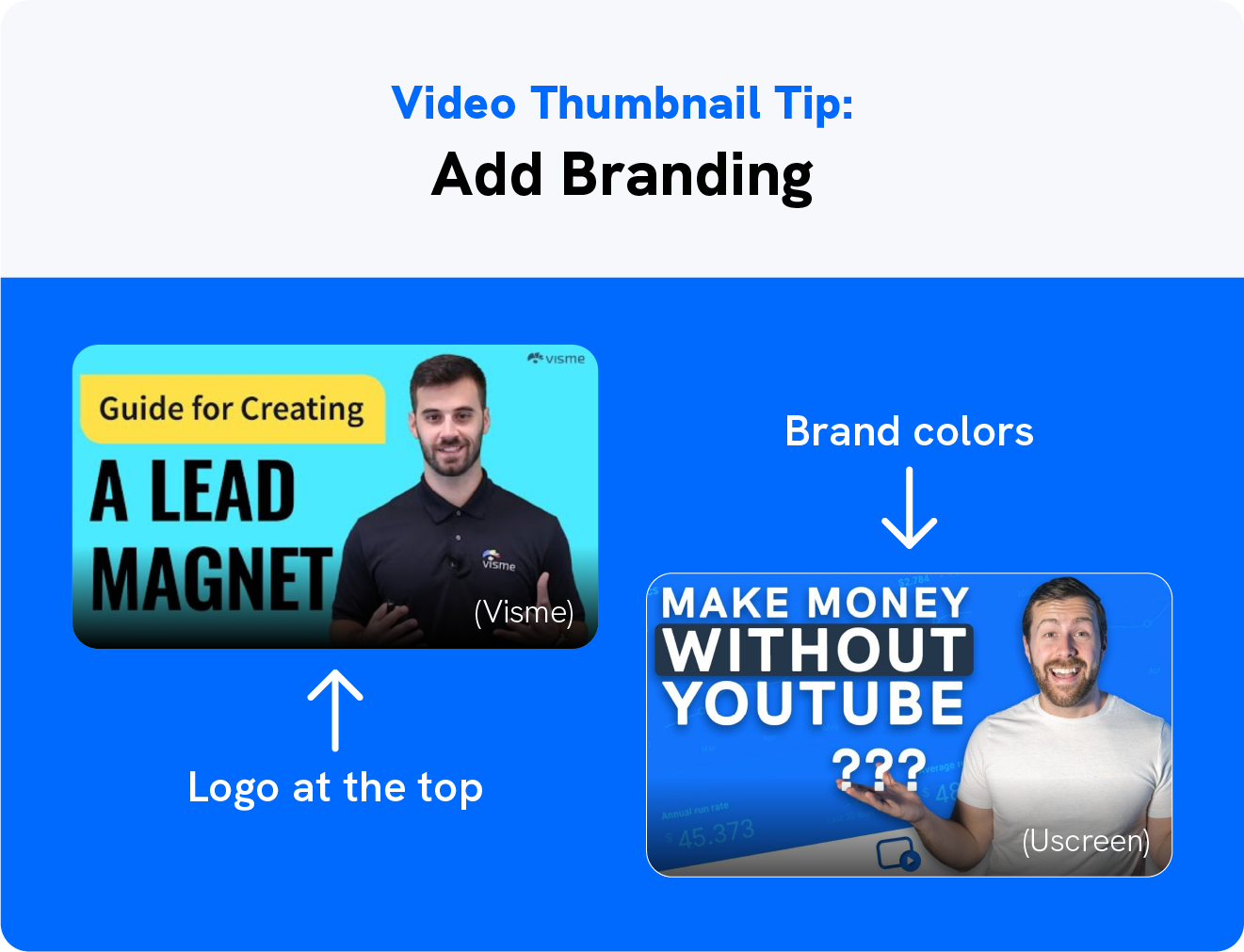 A graphic shows a video thumbnail tip with two examples.