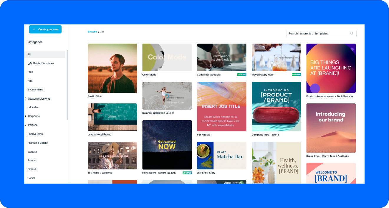 A screenshot of Vimeo's video editor.
