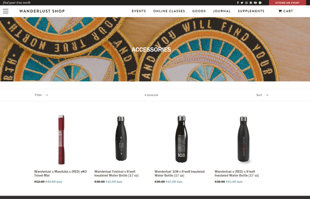 A screenshot shows the eCommerce shop of the Wanderlust SVOD business.