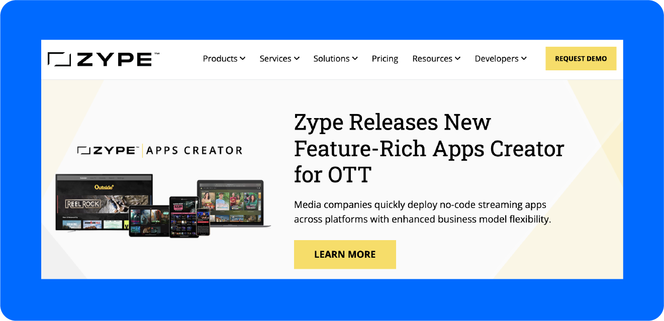 A screenshot of Zype's platform.