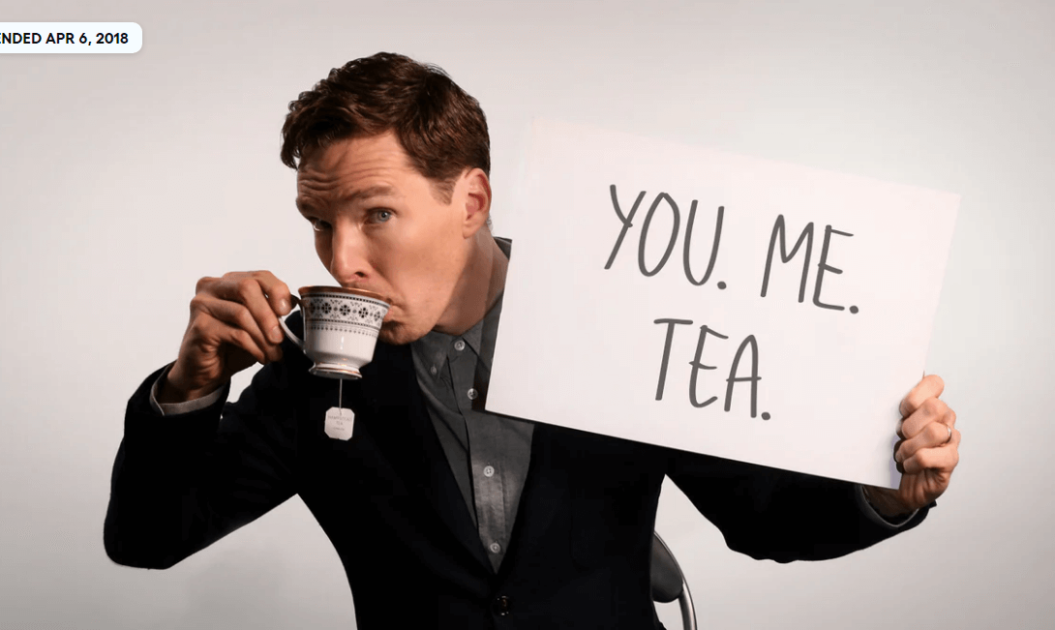 An image of Benedict Cumberbatch advertising a YouTube contest.