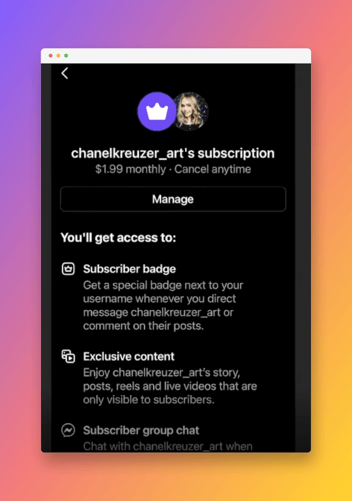 Image showing Chanel Kreuzer's art subscription plan for Instagram