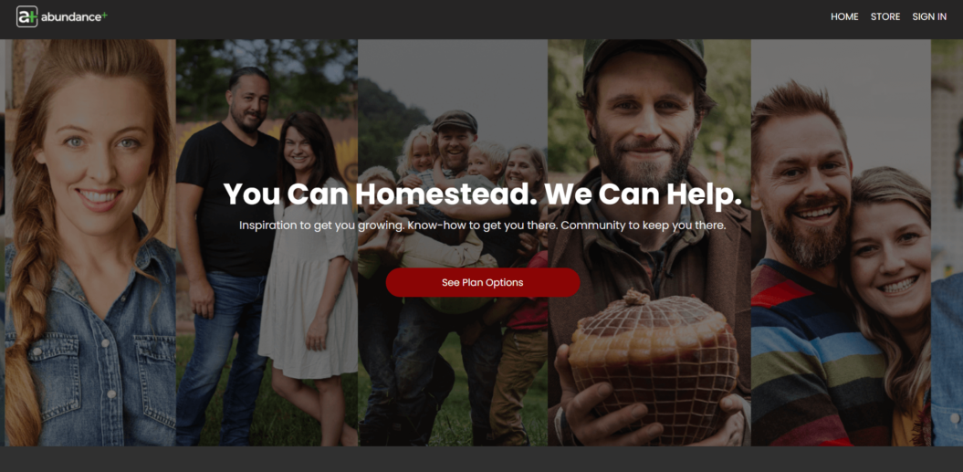 A screenshot of Abundance Plus website homepage.