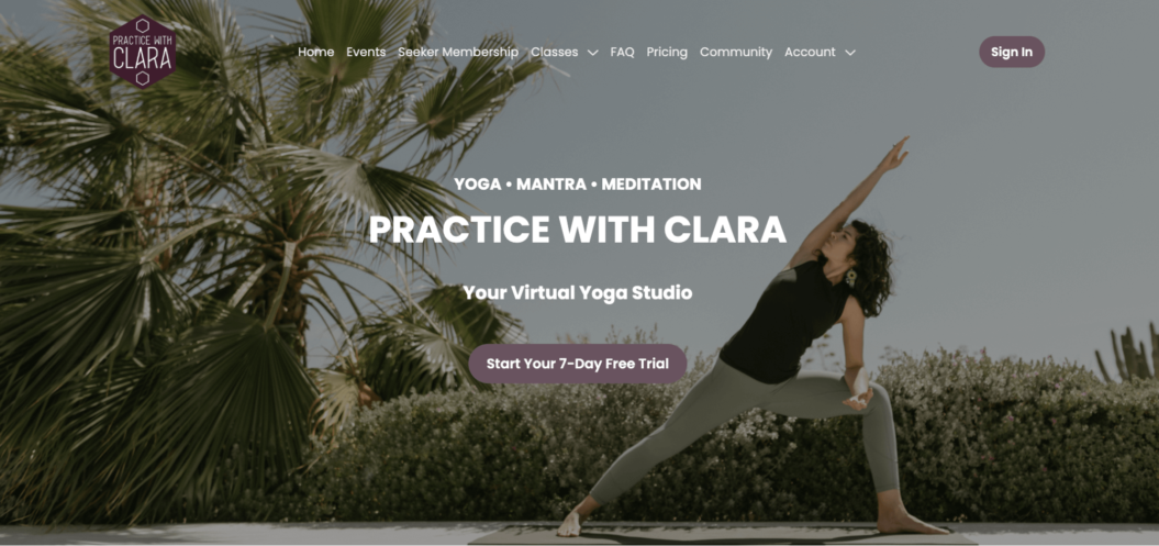 A screenshot of Practice By Clara's membership website.