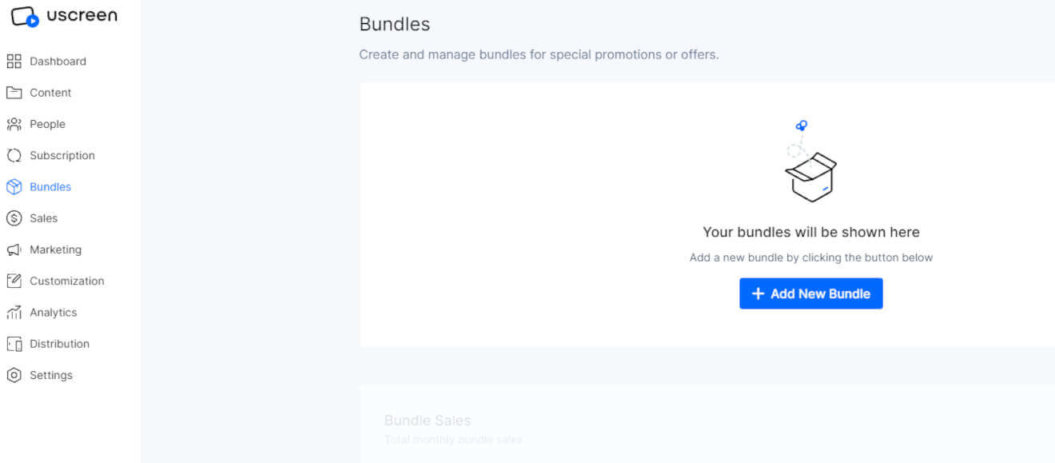 A screenshot of Uscreen's bundles feature.