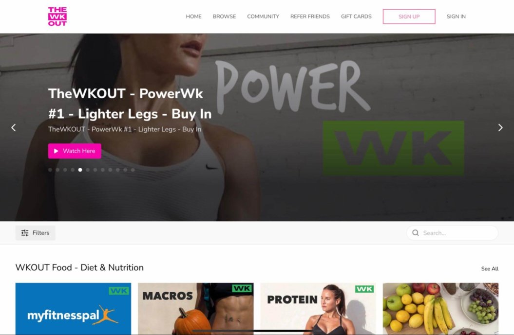 A screenshot of TheWKOUT's membership business website.