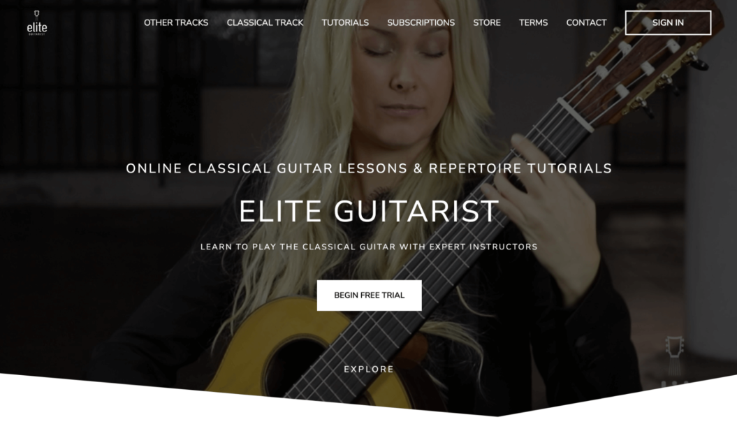 An image shows the video website of Elite Guitarist.
