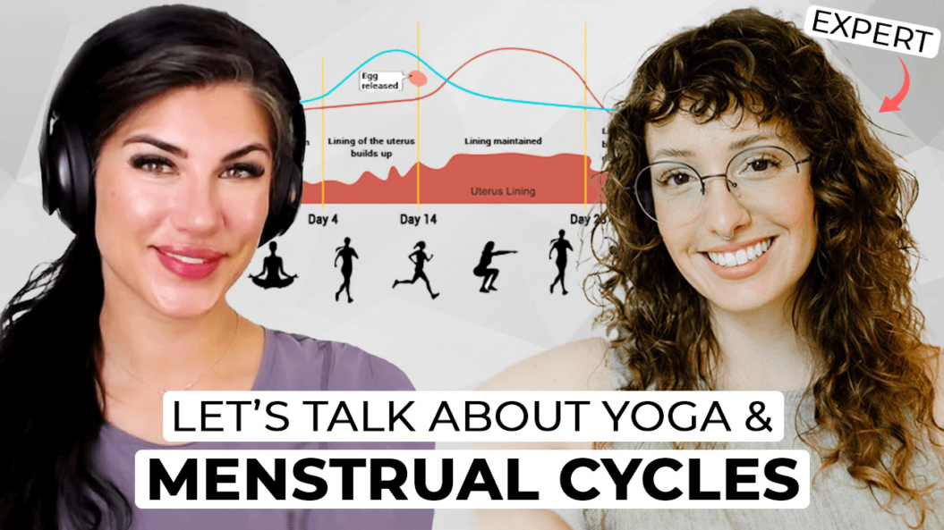 A screenshot shows the thumbnail of Sarah Beth's video about yoga and menstrual cycles.