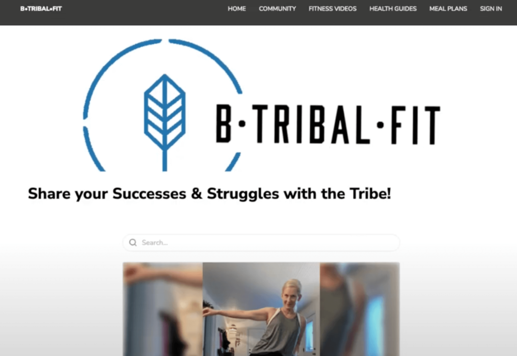 An image shows B Tribal Fit's online community.