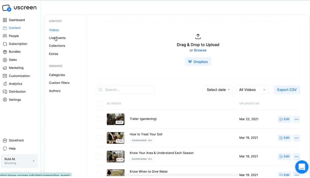 An image showing how video creators can start a live stream on Uscreen.