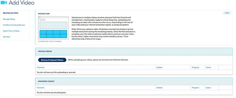 An image shows the user dashboard for Pivotshare OTT platform.