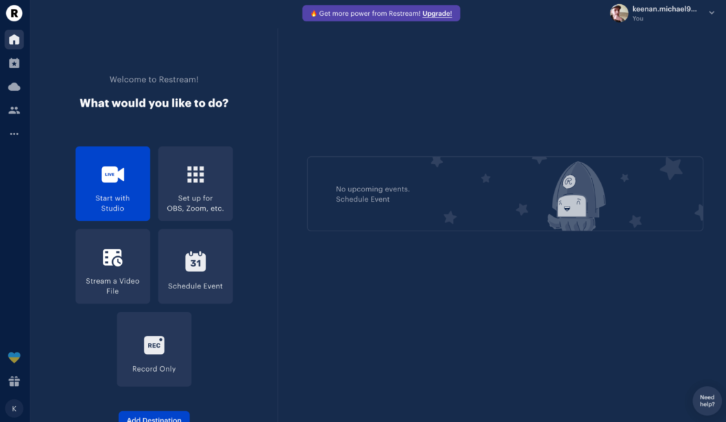 An image shows how live streaming functionalities look on Restream, another live streaming platform.