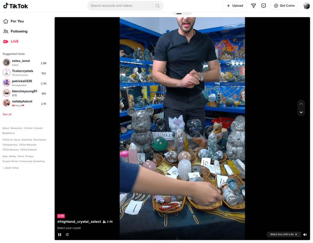 An image shows live stream on TikTok.