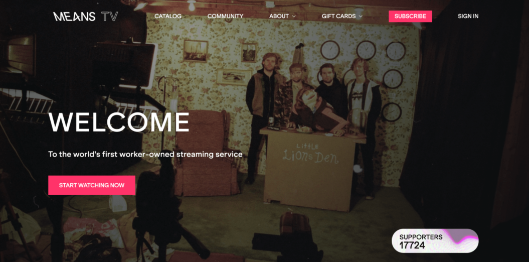 An image shows how video streaming service MeansTV designed its homepage.