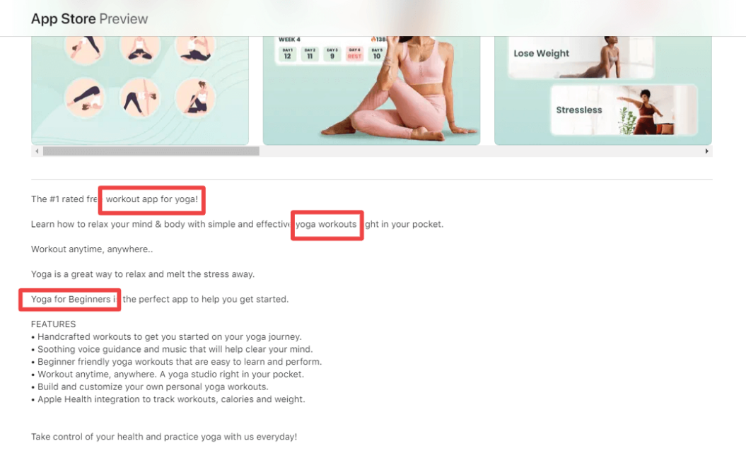 A screenshot of a yoga App Store preview.