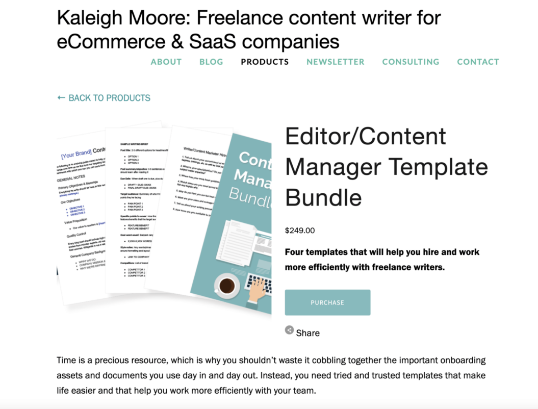 A screenshot of editor/content manager template bundled as premium content.