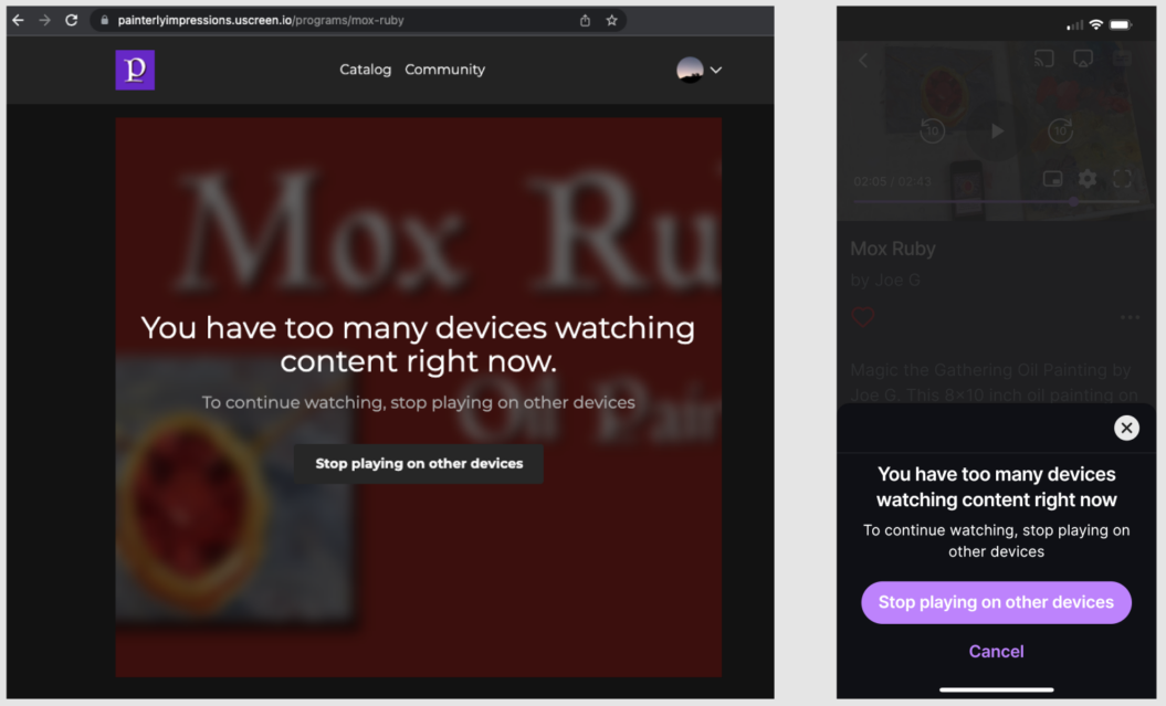 A screenshot of viewing limits alert.