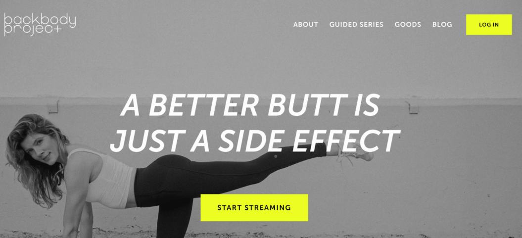 A screenshot of workout and fitness membership site example.