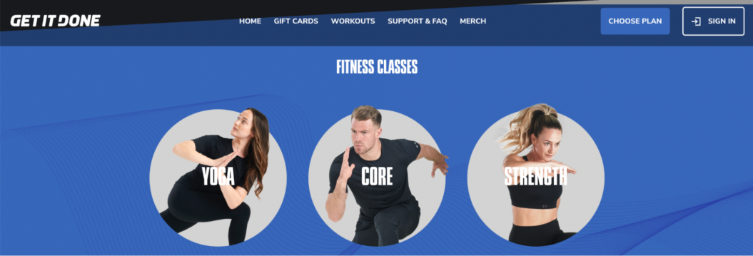 Image showing Get It Done's various fitness classes live streams.