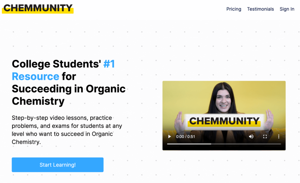 Chemmunity is an online learning community for college students studying Organic Chemistry. 