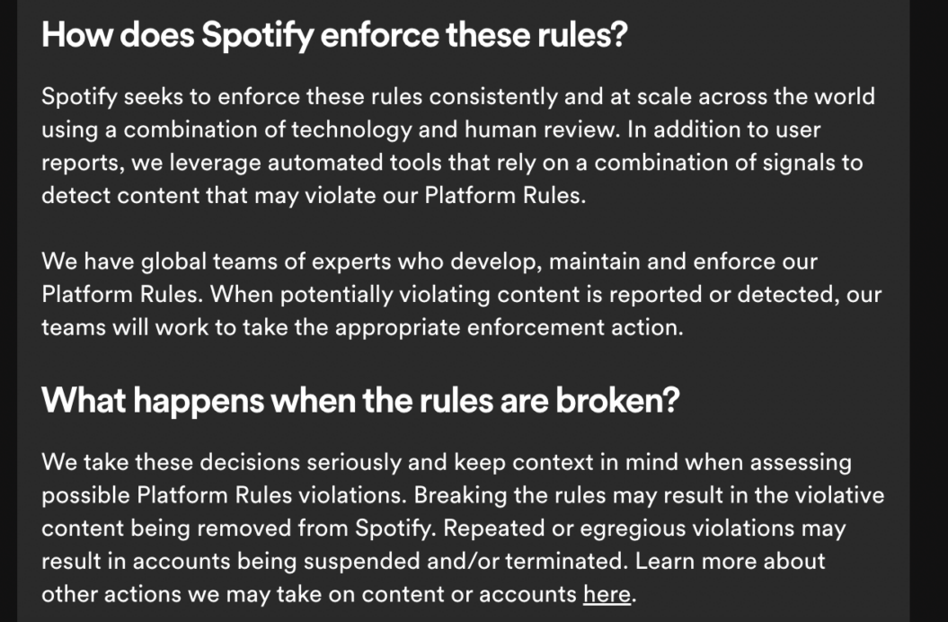 image of Spotify's conflict resolution and enforcement procedures.