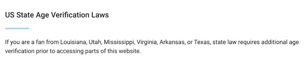 Image of US State Age verification laws.