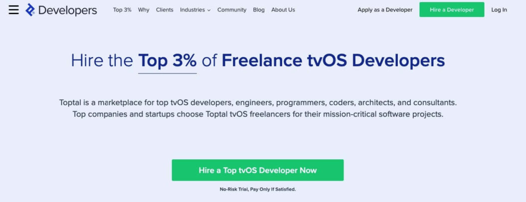 toptal tvos developers heading screenshot