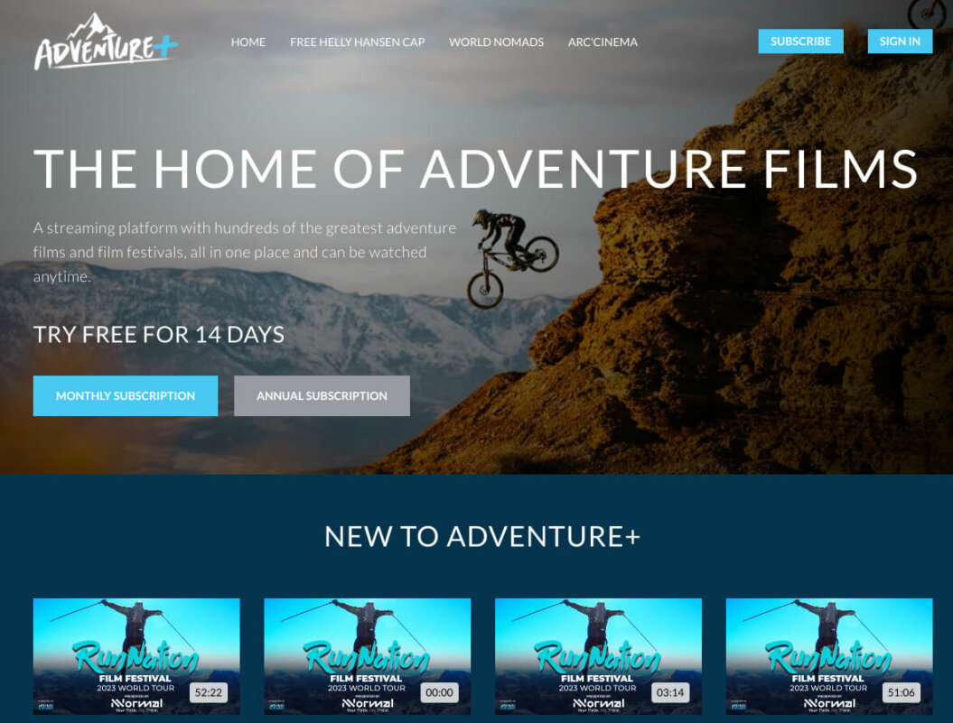 Adventure+ membership platform homepage