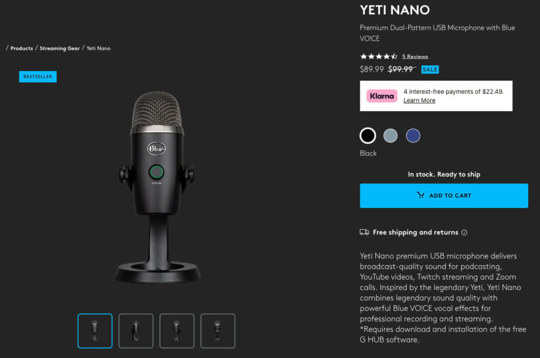 blue yeti nano product screenshot