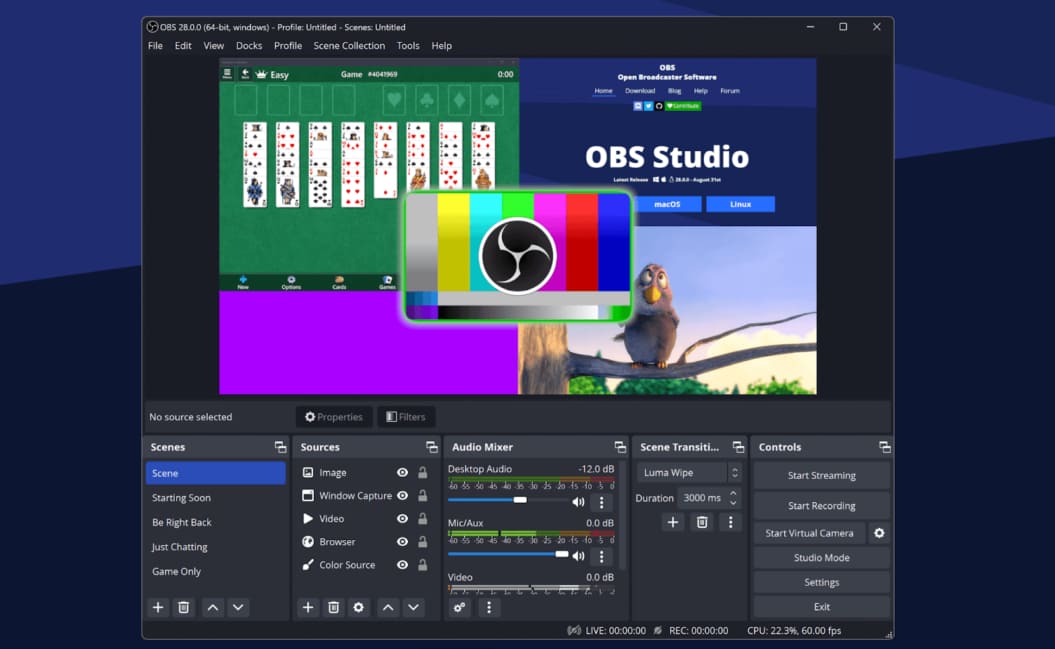 Screenshot from the OBS Studio software