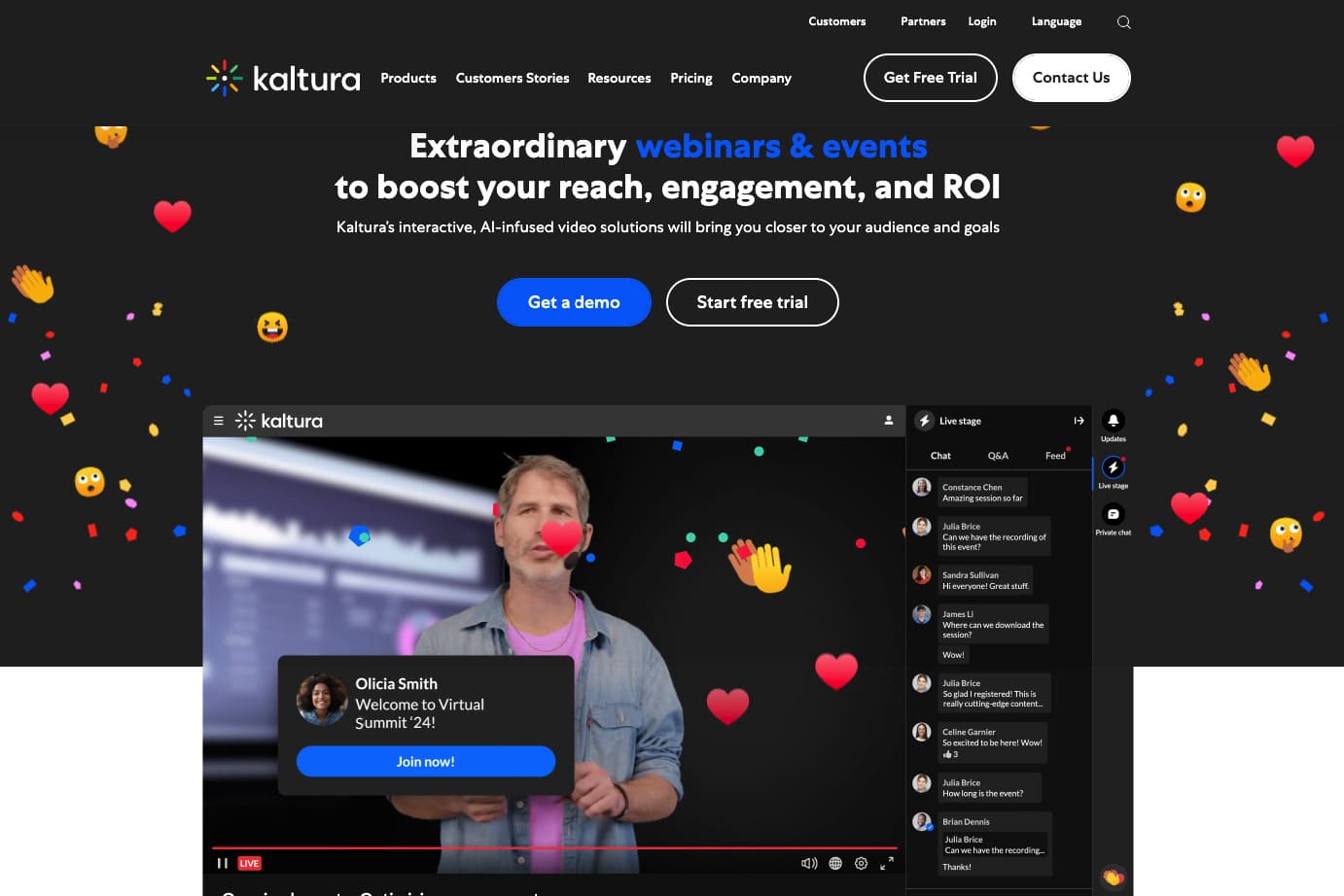 kaltura's homepage