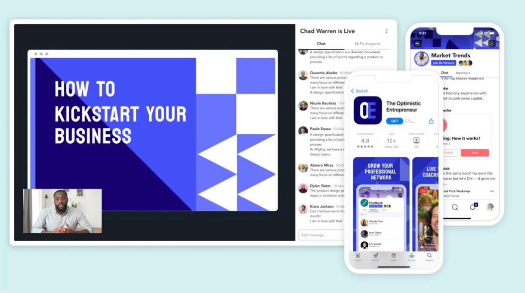 mock up of mighty networks community platform