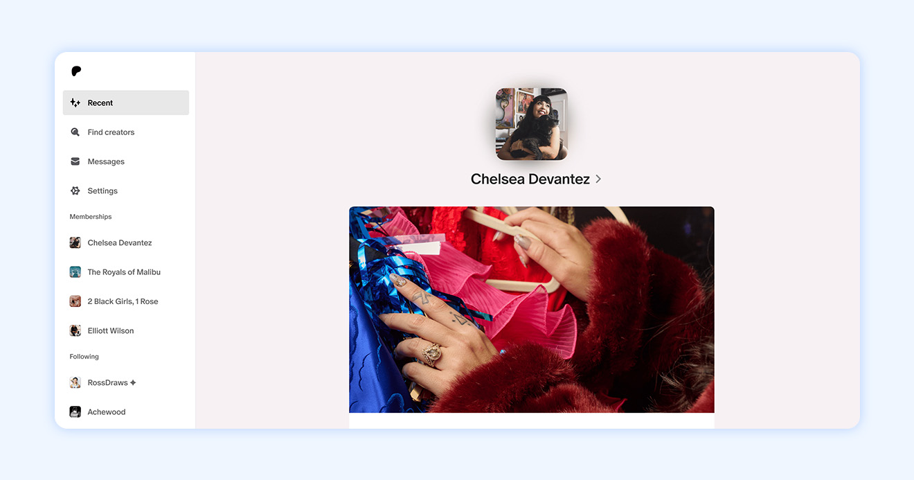 A screenshot of a Patreon account.